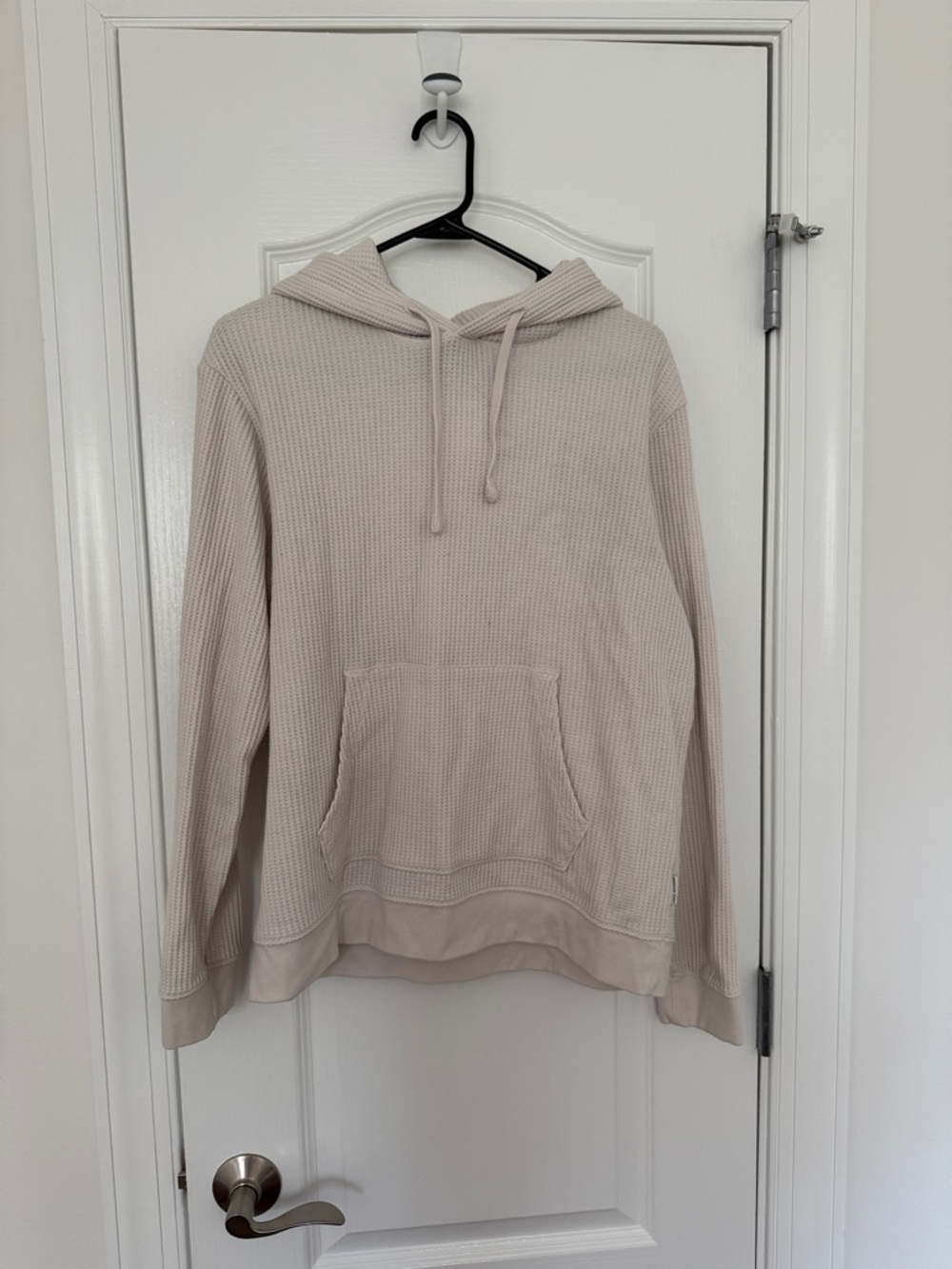 American Eagle Outfitters Cream Waffle-Knit Hooded Sweater